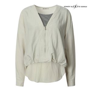 나인식스뉴욕  티 레이어드형 지퍼 벌룬 블라우스 (NQ2SH009M0)