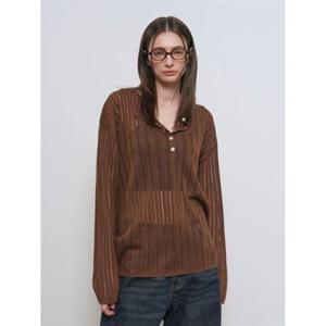 제너럴아이디어 시스루 헨리넥 풀오버 [BROWN] GF1LKP514 383860