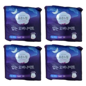 좋은느낌 입는 오버나이트 대형 생리대 8개 x 4팩