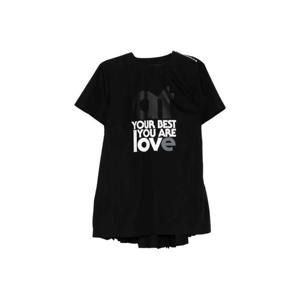 사카이 텍스트 프린트 플리츠 티셔츠 2608493