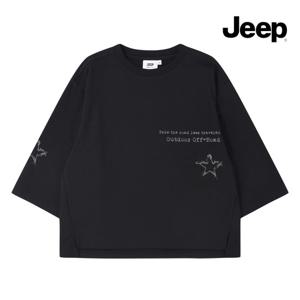 지프 Jeep [여성] 루즈핏 7부 크롭 티셔츠 R1F826