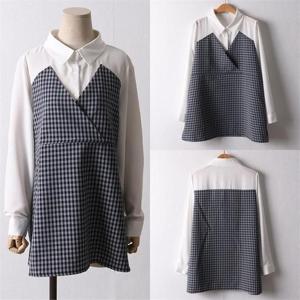 [강물처럼]위쉬몰 BG 체크배색랩블라우스(I318H208) 빅사이즈 (8