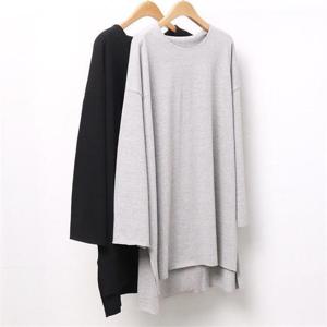 [강물처럼]빅사이즈사랑해요 8885L208 트임 오버록 긴팔티 WW (8