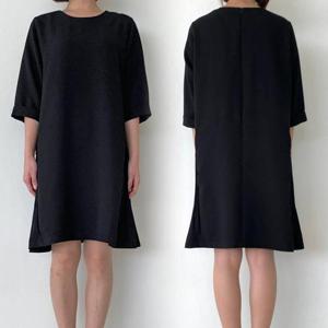 [강물처럼]빅사이즈데일리원피스 P207L504 유니크옆주름반팔원피