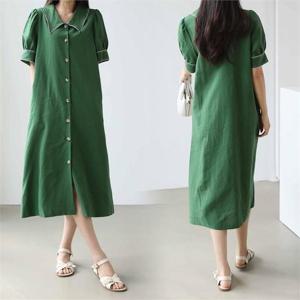 [강물처럼]위쉬몰 LY 배색카라버튼롱원피스(K221H208) 빅사이즈