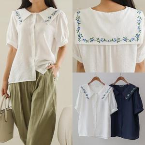 [강물처럼]위쉬몰 WB 마랑자수카라블라우스(S013H504) 빅사이즈