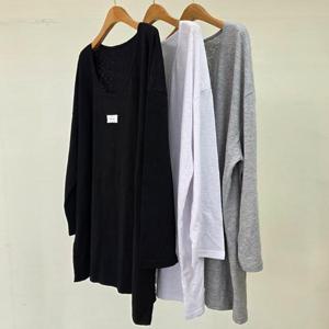 [강물처럼]빅사이즈긴팔티 T905L504 데일리엔라벨레이스티 RA (3