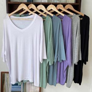 [강물처럼]빅사이즈무지티 T805L504 에코실키스판브이반팔티 RA