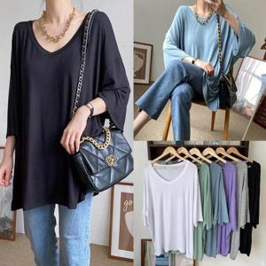 [강물처럼]위쉬몰 RA 실키무지브이넥반팔티(T805H504) 빅사이즈