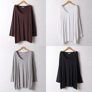 [강물처럼]위쉬몰 RA 루즈실키딥브이티셔츠(F084H504) 빅사이즈