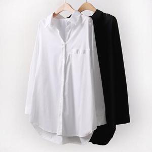 [강물처럼]빅사이즈무지셔츠 A383L504 언발라운드스판롱남방 IR