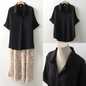 [강물처럼]위쉬몰 WW 롤업가오리블라우스(5181H504) 빅사이즈 (3