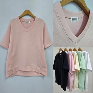 [강물처럼]위쉬몰 BQ 달링브이넥박시티셔츠(U289H504) 빅사이즈