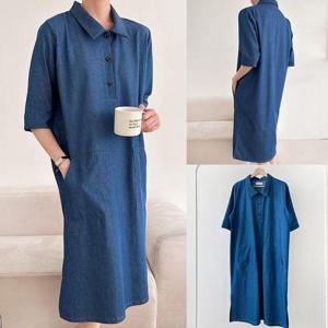 [강물처럼]위쉬몰 BS 비치블루코튼롱원피스(U300H504) 빅사이즈