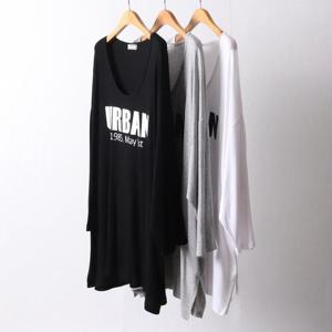 [강물처럼]빅사이즈스판나염티 I447L504 실키어반양트임긴팔티 R