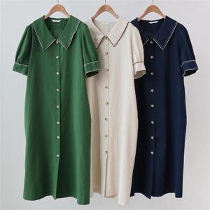 [강물처럼]빅사이즈사랑해요 K221L208 모던배색카라롱원피스 LY