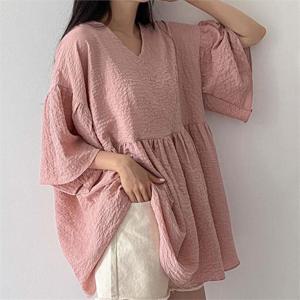 [강물처럼]아이우먼 V넥주름셔링블라우스 BNK185M207 빅사이즈 (