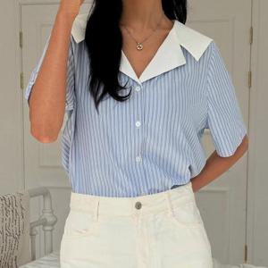 [강물처럼]아이우먼 빅브이카라셔츠블라우스 YPU392M504 빅사이