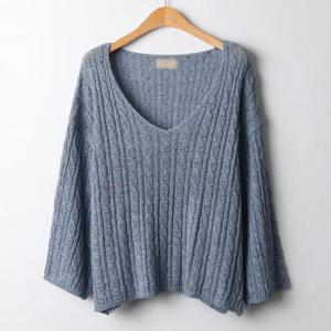 [강물처럼]아이우먼 꽈배기체인V넥8부티 RMI979M211 빅사이즈 (3