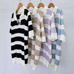 [강물처럼]빅사이즈카라배색티 S220L211 꽈배기단가라카라니트티