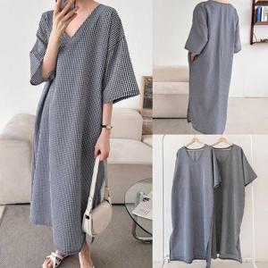 [강물처럼]위쉬몰 GL 첵첵트임브이넥롱원피스(U370H504) 빅사이