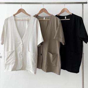 [강물처럼]빅사이즈썸머재킷 U351L504 브이넥가벼운린넨자켓 GO