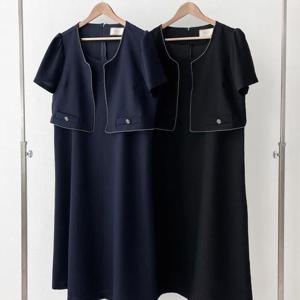 [강물처럼]빅사이즈볼레로원피스 U352L504 바이퍼프라운드넥원피