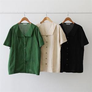 [강물처럼]빅사이즈사랑해요 K066L207 린넨핀턱주름블라우스 LY