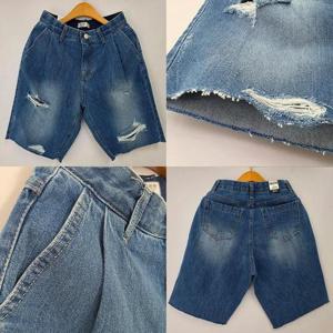 [강물처럼]빅사이즈청반바지 U482L505 딥블루스크레치반바지 LO