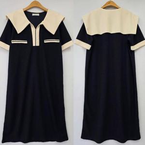 [강물처럼]빅사이즈반팔원피스 U470L505 세라숄카라배색원피스 B