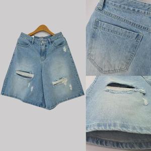 [강물처럼]아이우먼 찢청워싱오버핏반바지 LOU460M505 빅사이즈