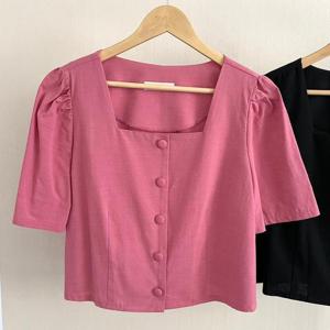 [강물처럼]아이우먼 린넨스퀘어넥블라우스 YPG967M505 빅사이즈