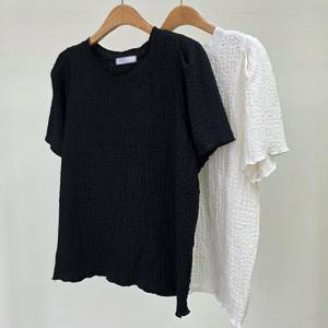 [강물처럼]빅사이즈반팔티 U405L504 버블주름셔링반팔티셔츠 IR