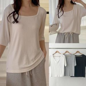 [강물처럼]위쉬몰 RD 사각트임5부찰랑티셔츠(U449H505) 빅사이즈