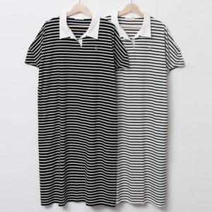 [강물처럼]빅사이즈반팔원피스 U514L505 엘리제단가라셔츠원피스