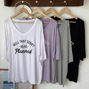 [강물처럼]빅사이즈루즈핏티 T806L505 웰레터링실키브이넥티 RA