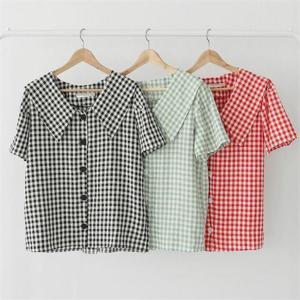 [강물처럼]빅사이즈사랑해요 K163L207 체크패턴카라블라우스 BN