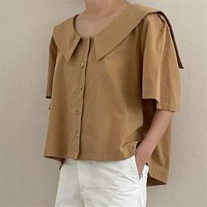 [강물처럼]아이우먼 코튼카라버튼블라우스 YPL139M207 빅사이즈