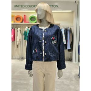 [베네통][베네통] 베네통 라운드넥 자수 데님 점퍼 BAJP53531 (P