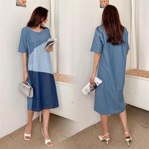 [강물처럼]위쉬몰 BS 청배색반팔롱원피스(K109H206) 빅사이즈 (8