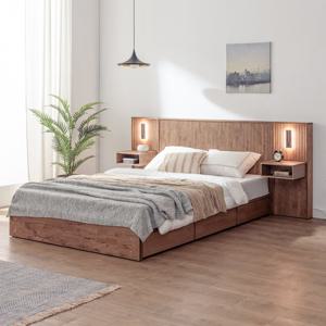 네오 로이드 호텔식 템바보드 원목 침대프레임 Q 협탁2 NES1090