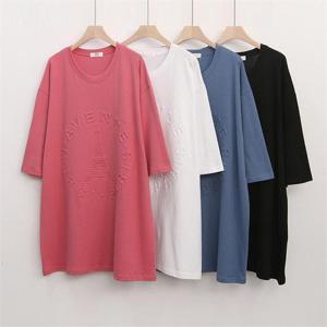 [강물처럼]빅사이즈사랑해요 K030L206 에펠탑엠보7부반팔티 IL (