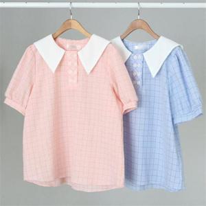 [강물처럼]빅사이즈사랑해요 G975L206 체크더블버튼블라우스 WB