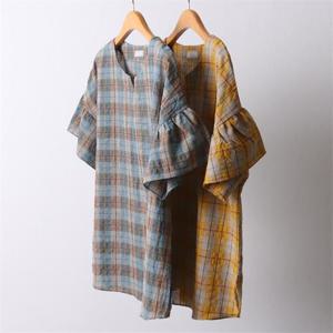 [강물처럼]빅사이즈사랑해요 I742L205 프릴소매체크블라우스 OL