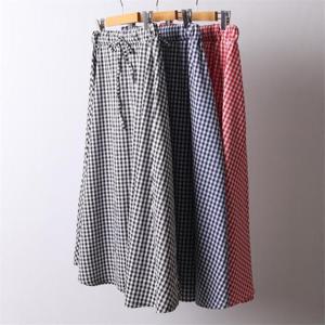[강물처럼]빅사이즈사랑해요 I739L205 체크플레어끈롱스커트 RA