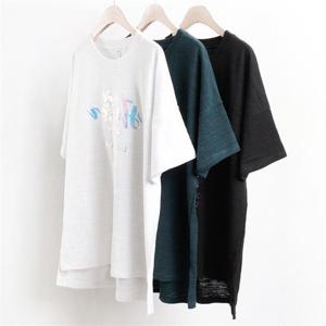 [강물처럼]빅사이즈사랑해요 2016L205 코팅 나염 반팔 티 MN (86