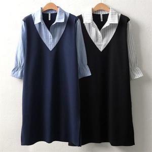 [강물처럼]위쉬몰 MN 코튼줄지카라원피스(5585H205) 빅사이즈 (8