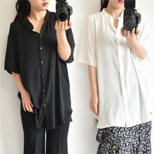 [강물처럼]위쉬몰 HG 심플일자반팔블라우스(E118H205) 빅사이즈