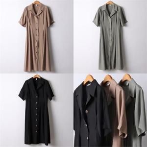 [강물처럼]위쉬몰 PE 턱주름반팔카라원피스(I690H205) 빅사이즈