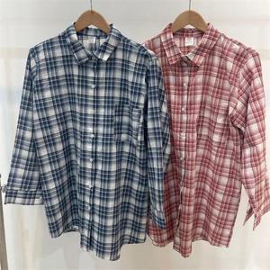 [강물처럼]빅사이즈사랑해요 G913L205 루즈핏원포켓체크남방 CR